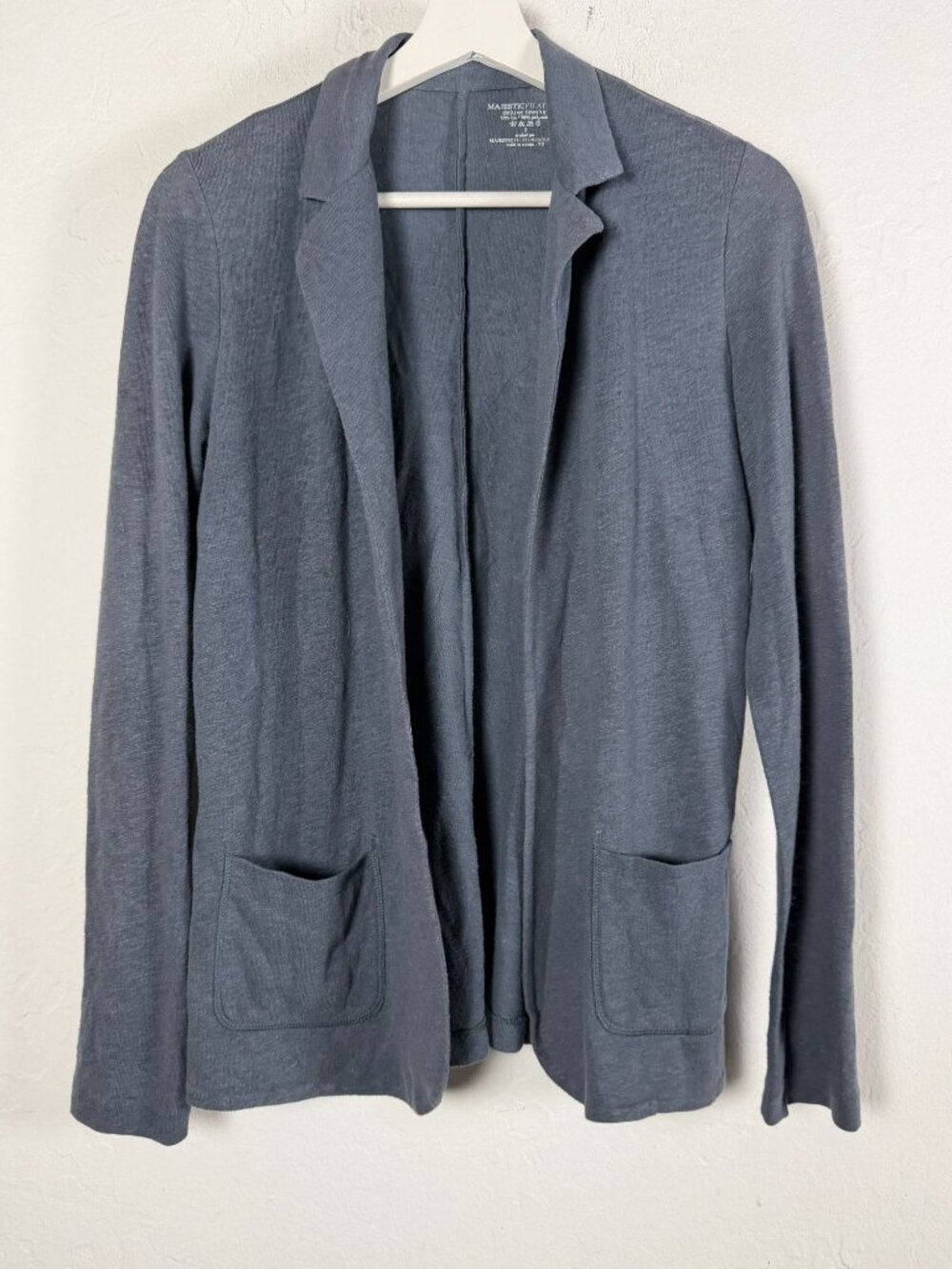 Majestic Filatures Blazer Womens Linen Blend Open Front Knit Cardigan Jacket 2